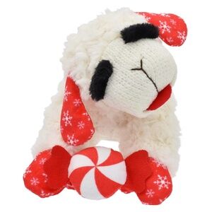 Multipet Lambchop Peppermint Snowflake 10" Plush Lamb Chop Dog Toy 5 Squeakers